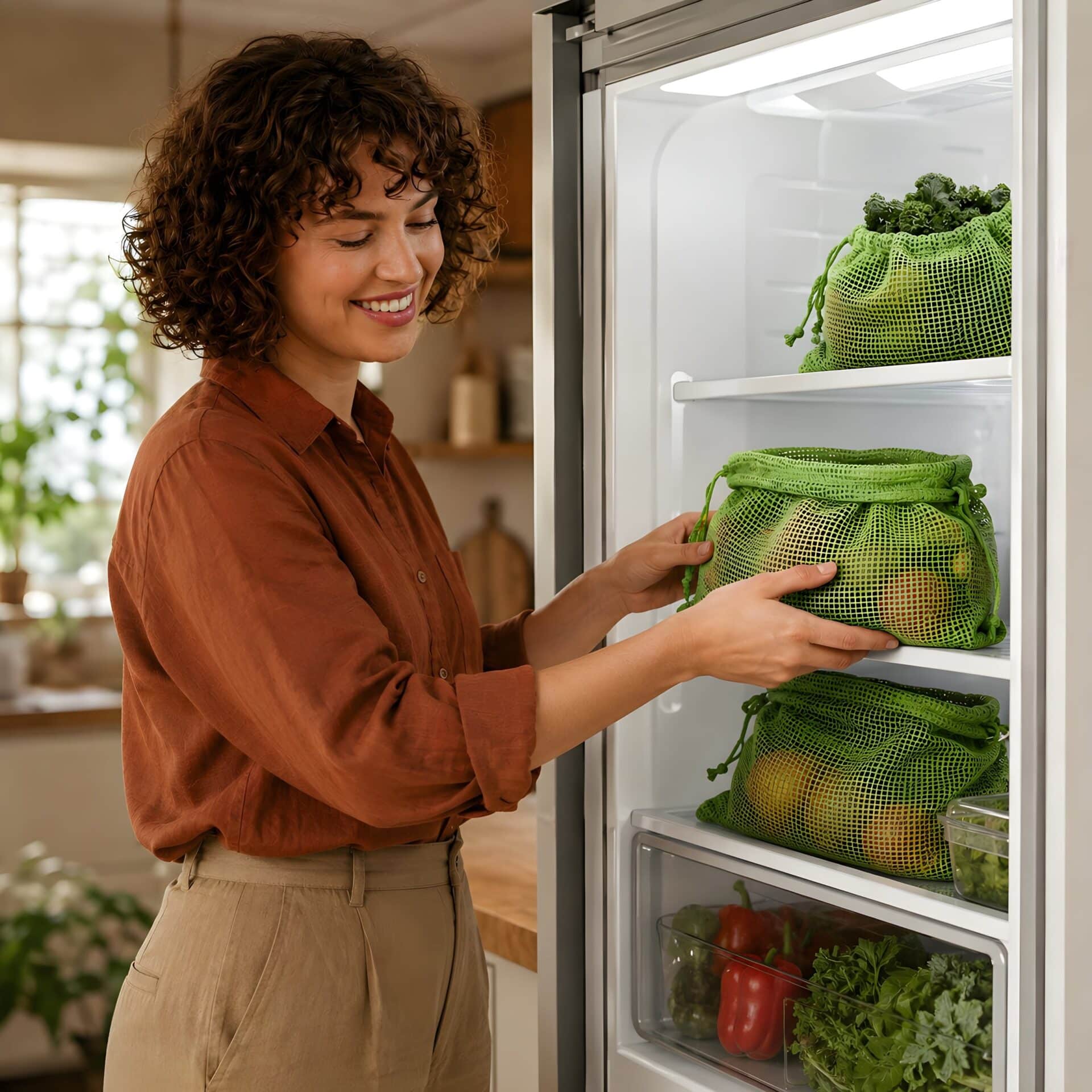 Vegetable Storage Bags for Fridge - 100% Cotton - Image 7