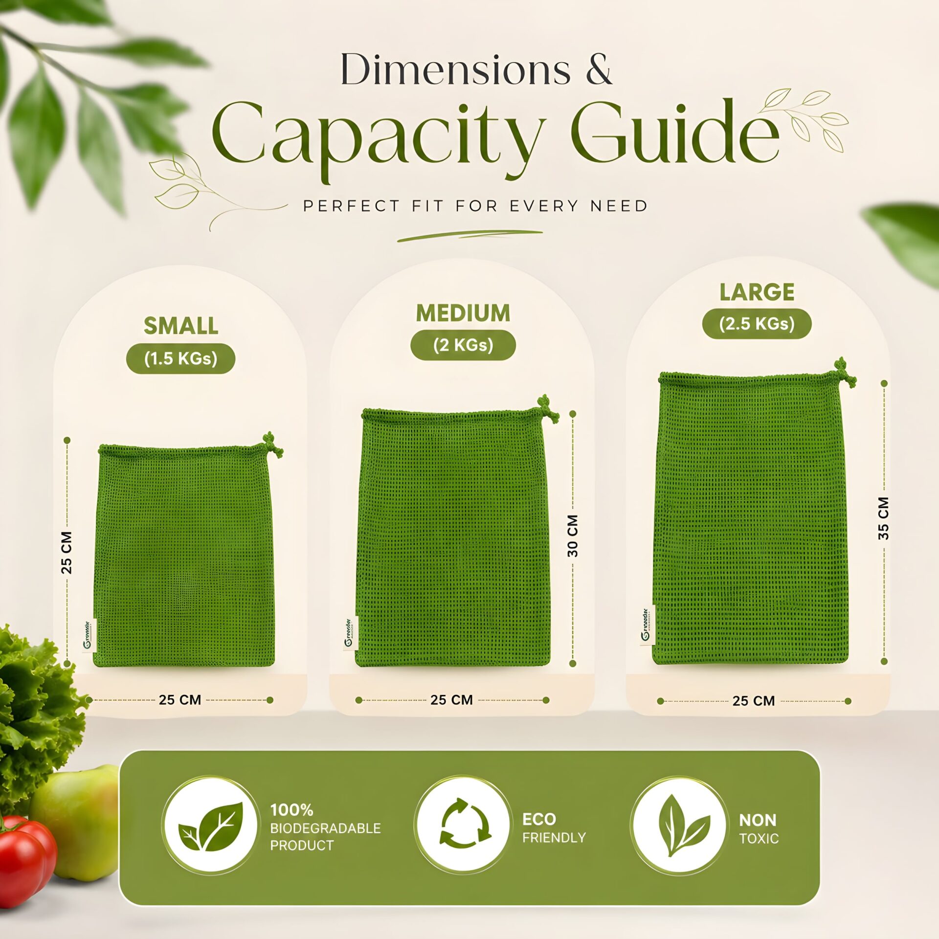 Vegetable Storage Bags for Fridge - 100% Cotton - Image 5